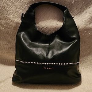 Max Studio Black Leather Studded BOHO Handbag/Purse